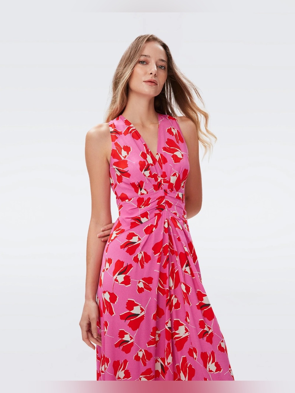 NWT Diane Von Furstenberg DVF Ace Dress in Giant Paper Tulip Pink MSRP $518 Sz 4